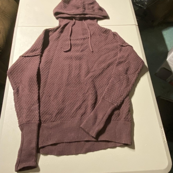 Cynthia Rowley Textured Mauve Cowl Neck Hoodie Hooded Sweater Women's Medium M - Picture 1 of 5